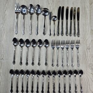 Supreme by Towle Stainless Steel Flatware Set 39 Pcs Floral Rose Japan TWS142